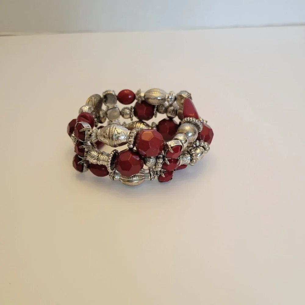 Chunky Red Beaded Bracelet